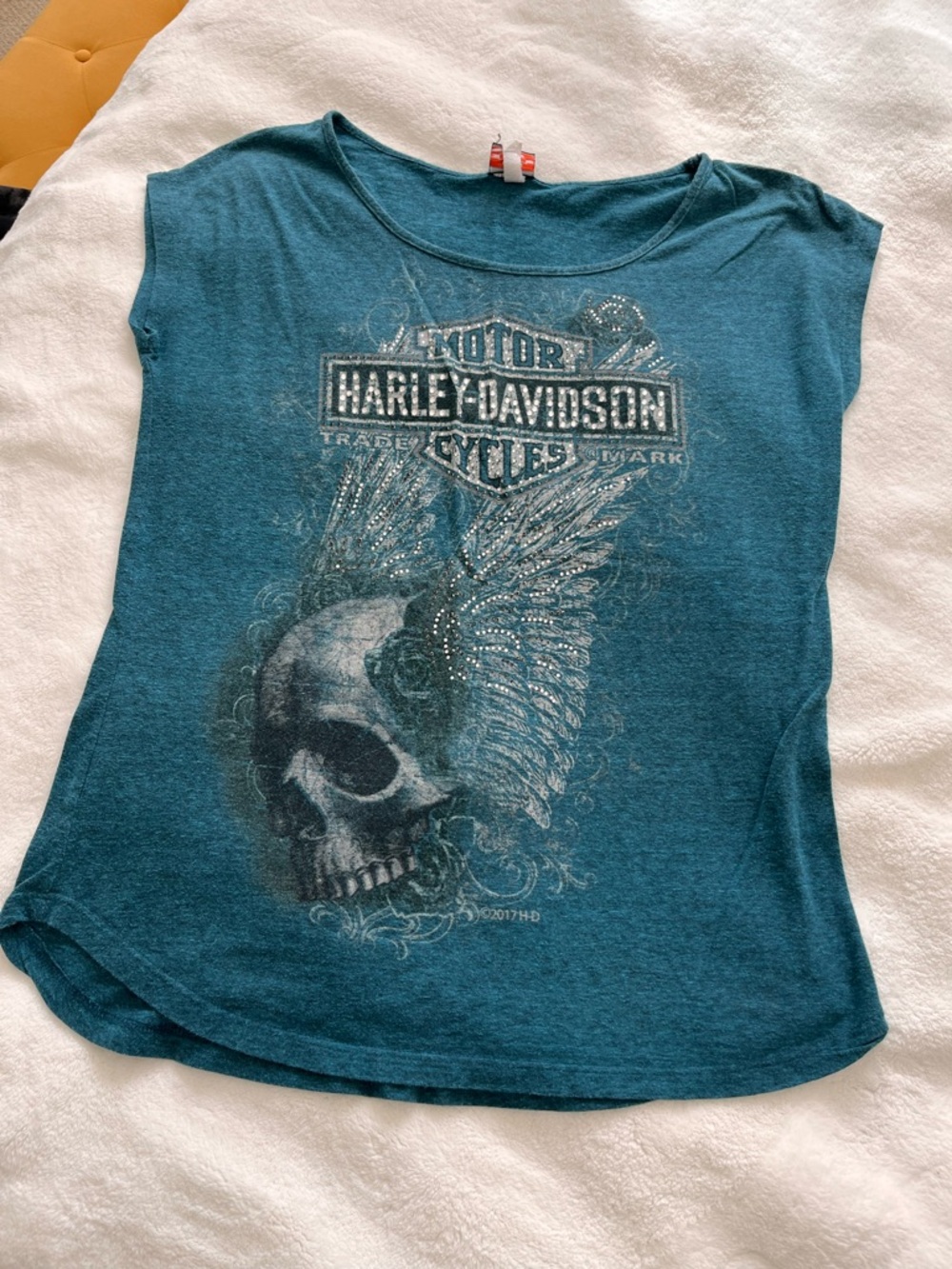Harley-Davidson Teal Skull & Wing Short Sleeve Tee